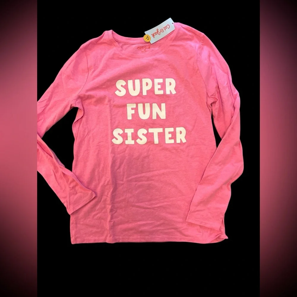 NWT Big Sister Little Super Fun Teen Girl 7 8 16 18 S L 2 Shirt Top Long Sleeve